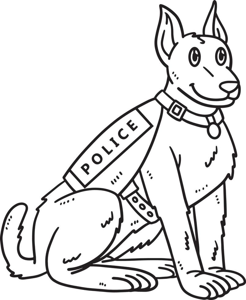 perro policía, aislado, colorido, página, para, niños vector