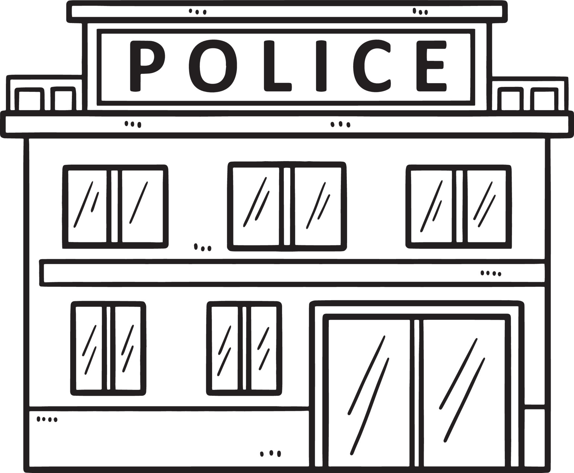 Police Station Isolated Coloring Page for Kids 12902481 Vector Art at  Vecteezy