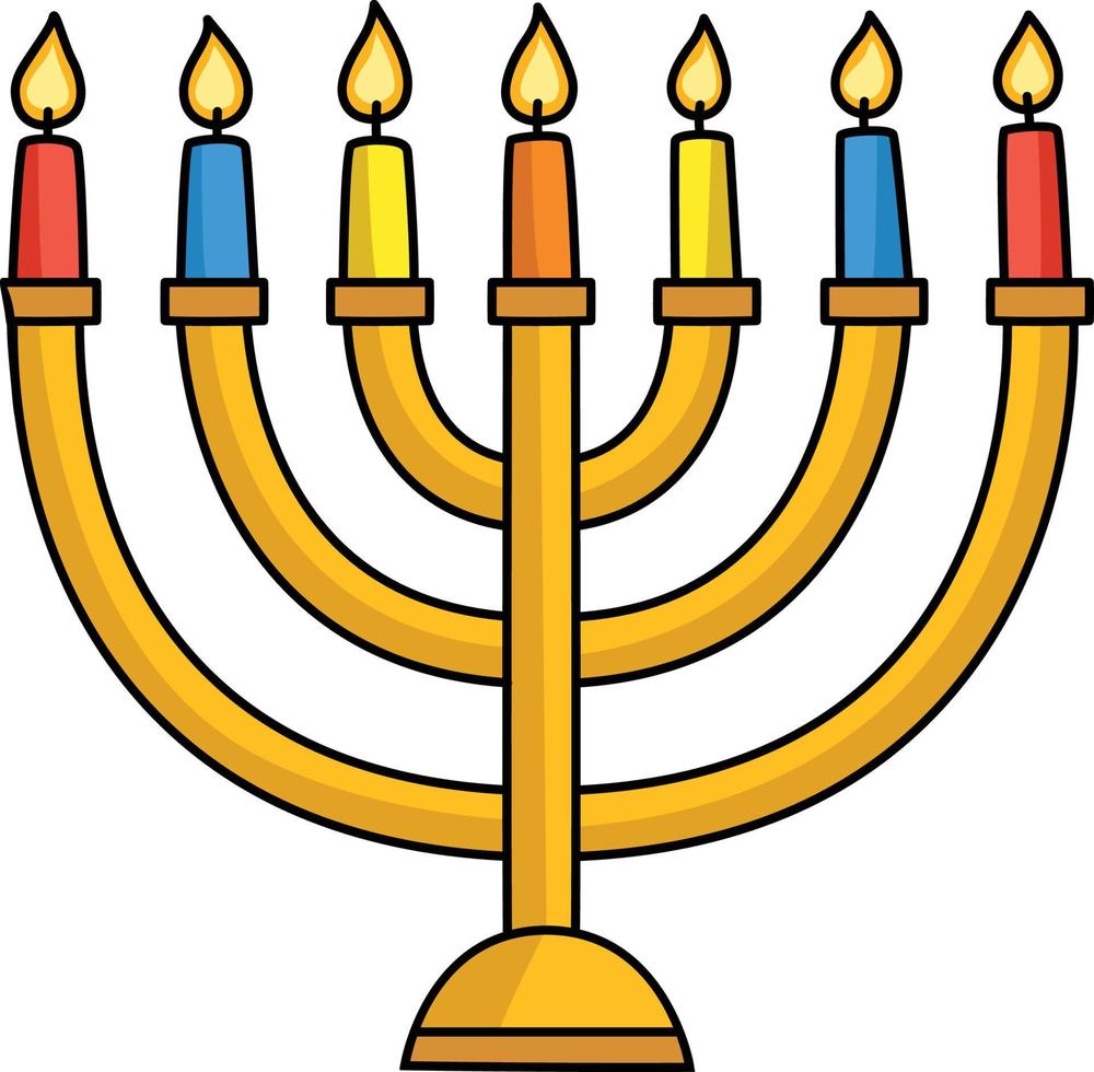 Hanukkah Menorah Cartoon Colored Clipart vector