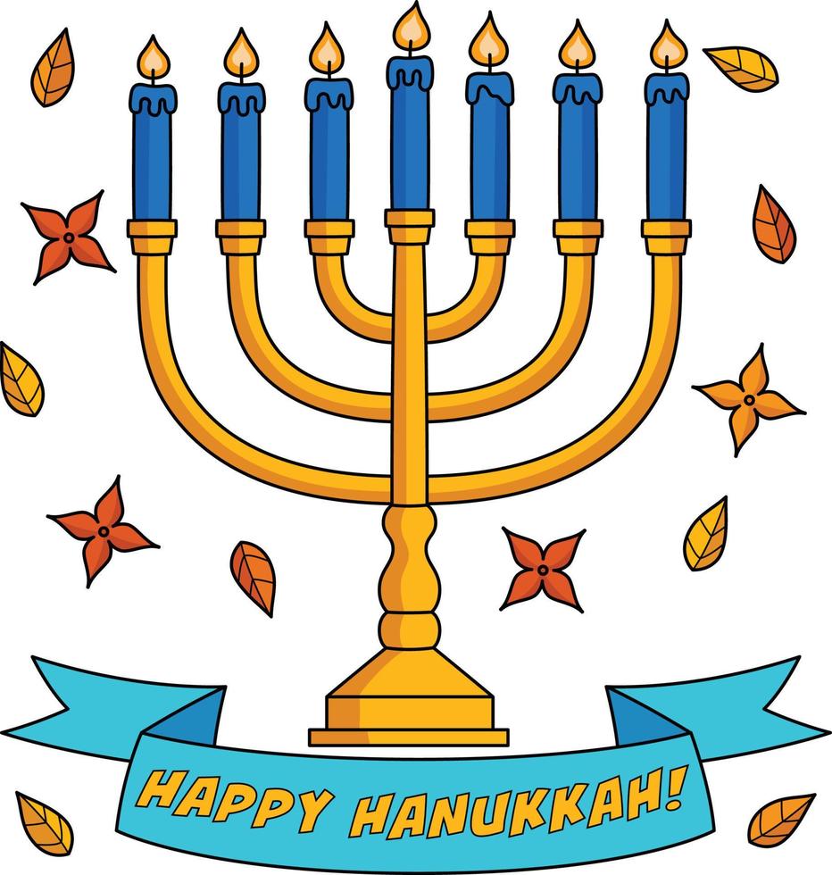 Happy Hanukkah Menorah Cartoon Colored Clipart vector