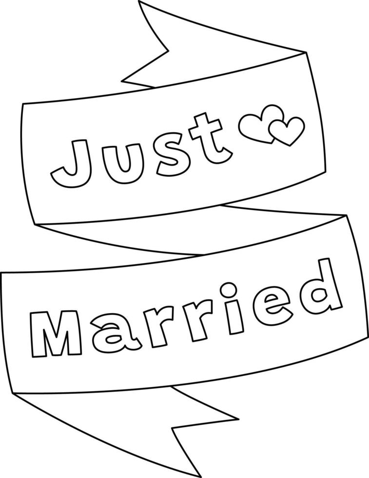 Just Married Isolated Coloring Page for Kids vector