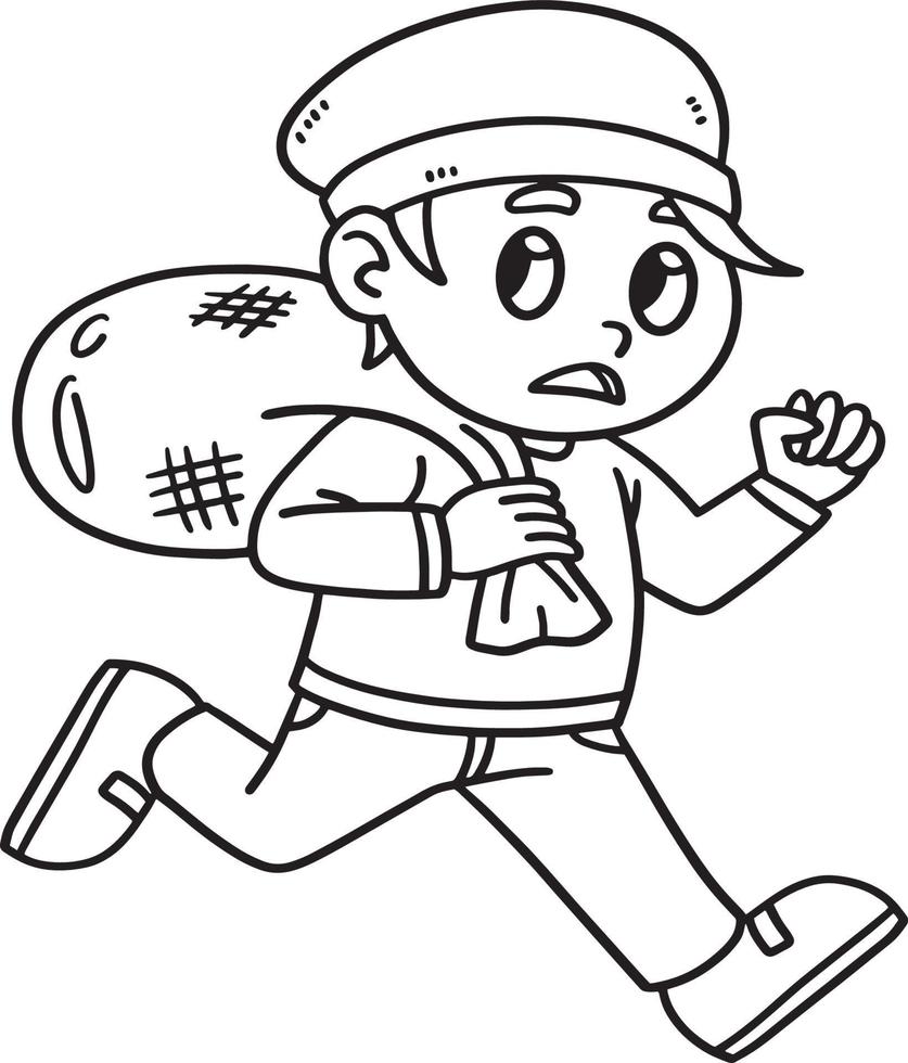 Man Running Scared Isolated Coloring Page for Kids vector