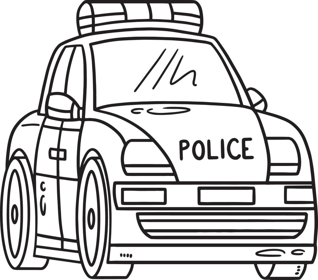coche de policía aislado página para colorear para niños vector