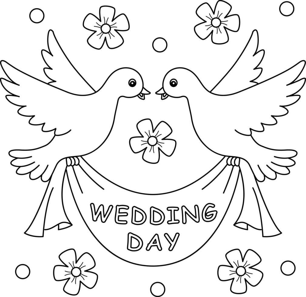Wedding Day Dove Coloring Page - Wedding Day Dove Coloring Page For Kids Free Vector 
