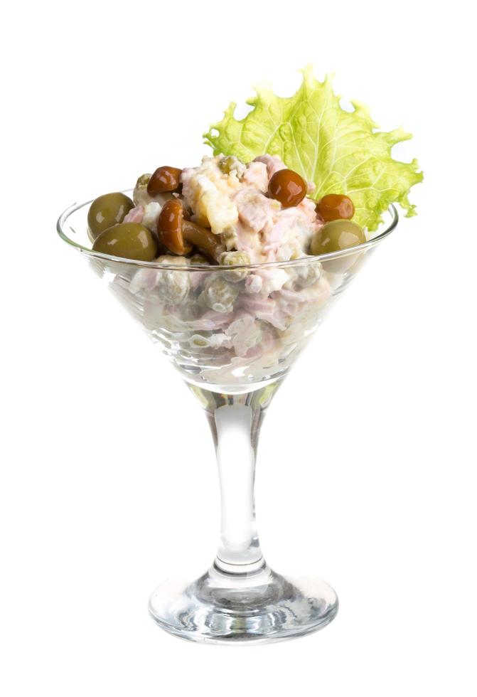 Russian salad on white photo