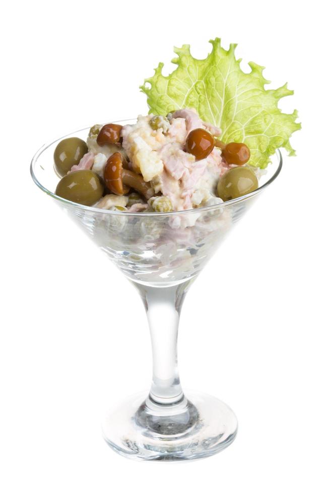 Russian salad on white photo