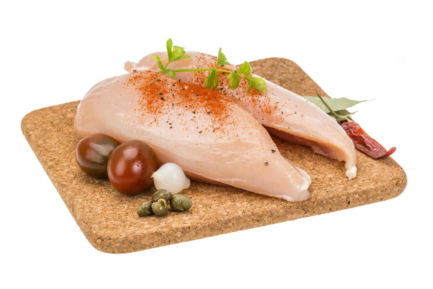 Chicken pile on white photo