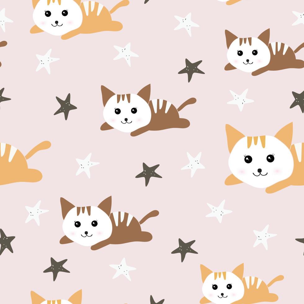 cute cats animal seamless pattern design vector
