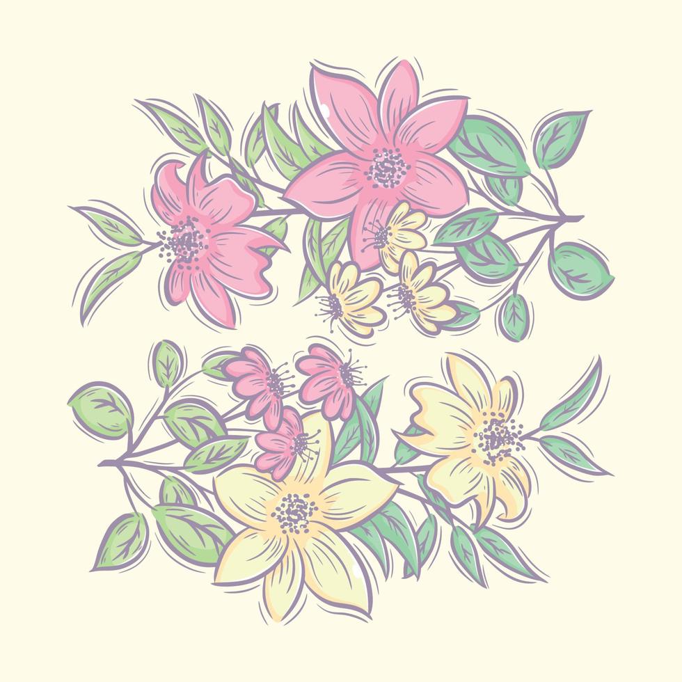 Hand drawn flower bouquet collection full color vector