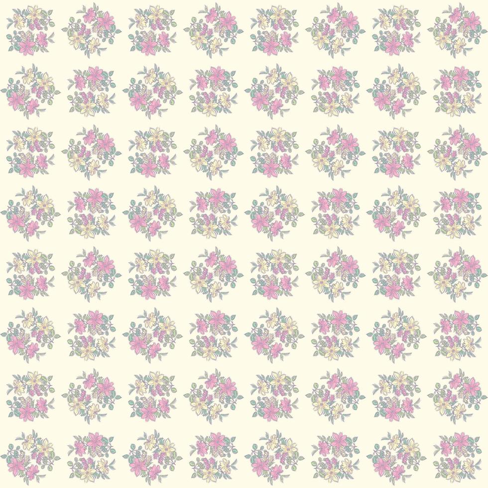 Hand drawn flower bouquet collection seamless pattern vector