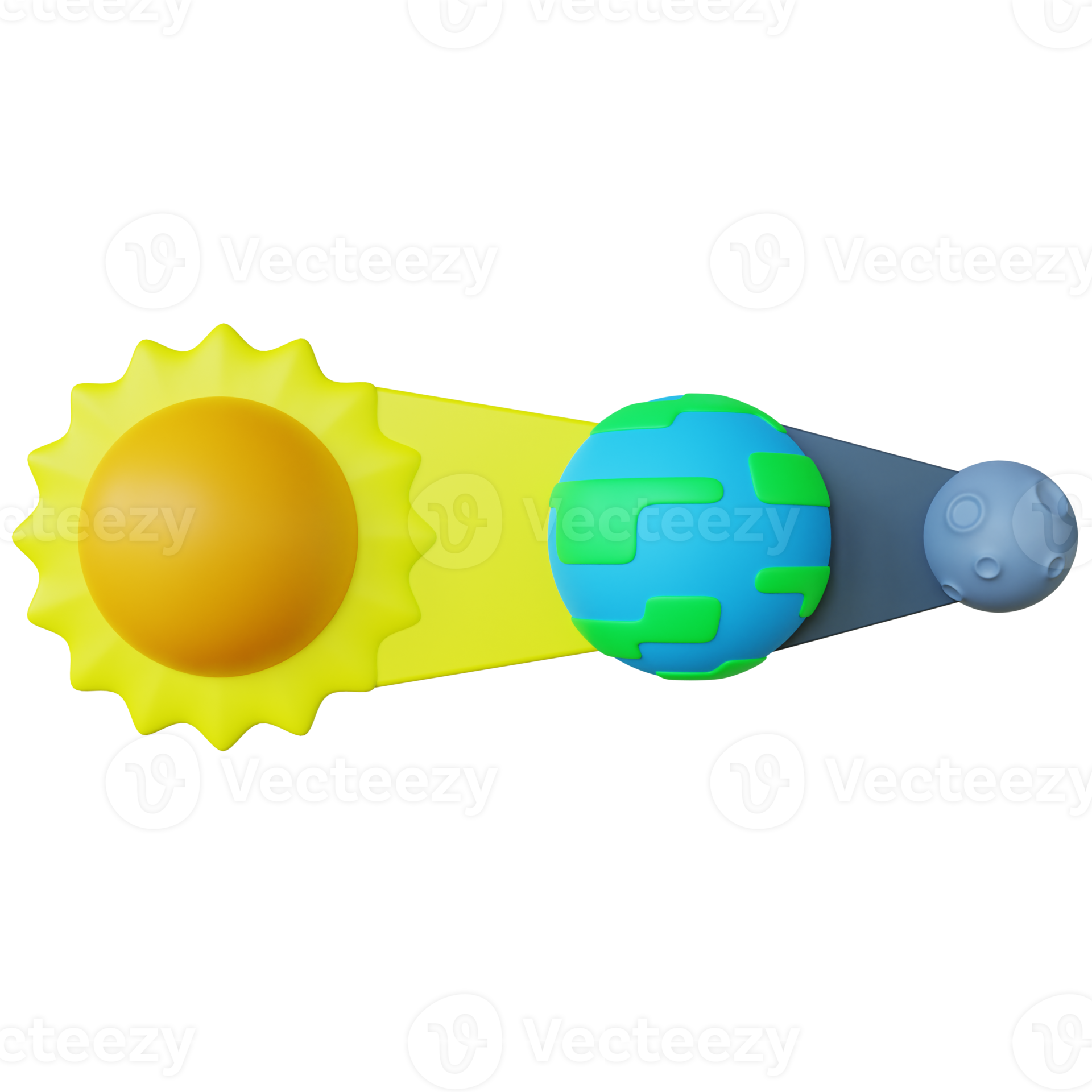 3D Lunar Eclipse Infographic Illustration. Highly Rendered Stylized