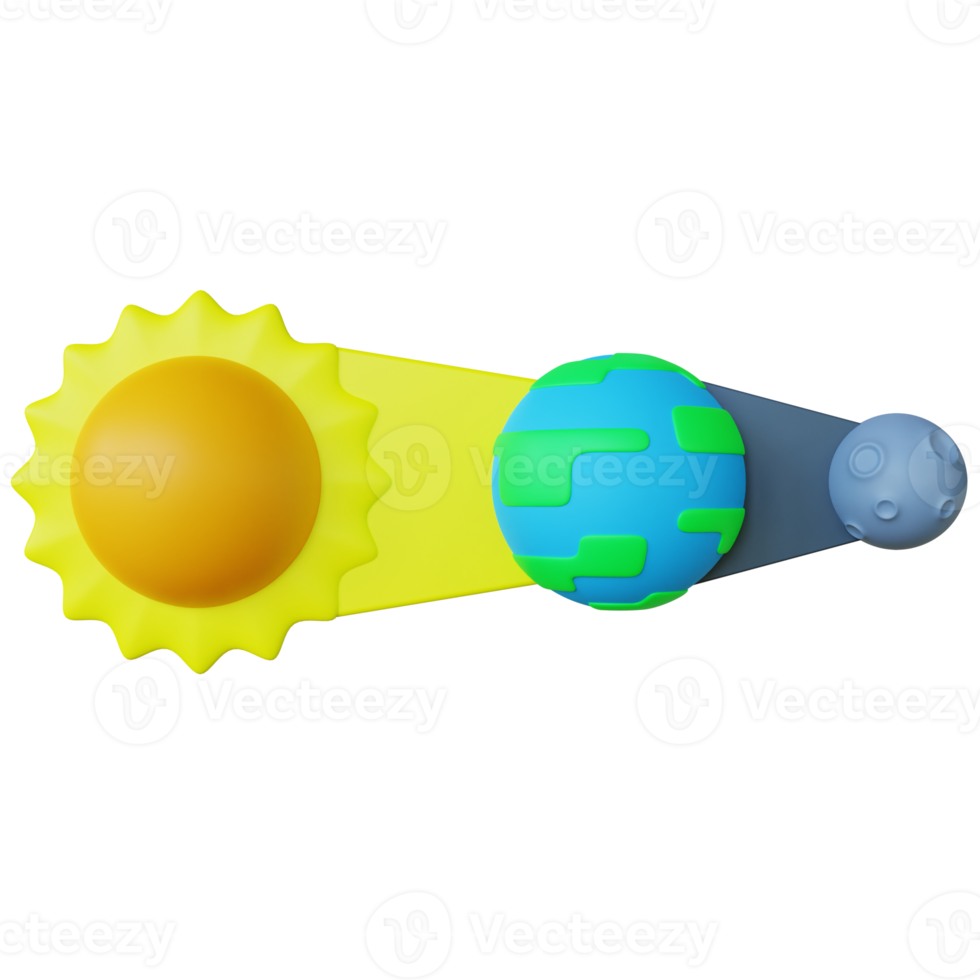 3D ilustração infográfico do eclipse lunar. ilustração 3d de eclipse lunar de desenho animado estilizado altamente renderizado, adequado para educação científica png