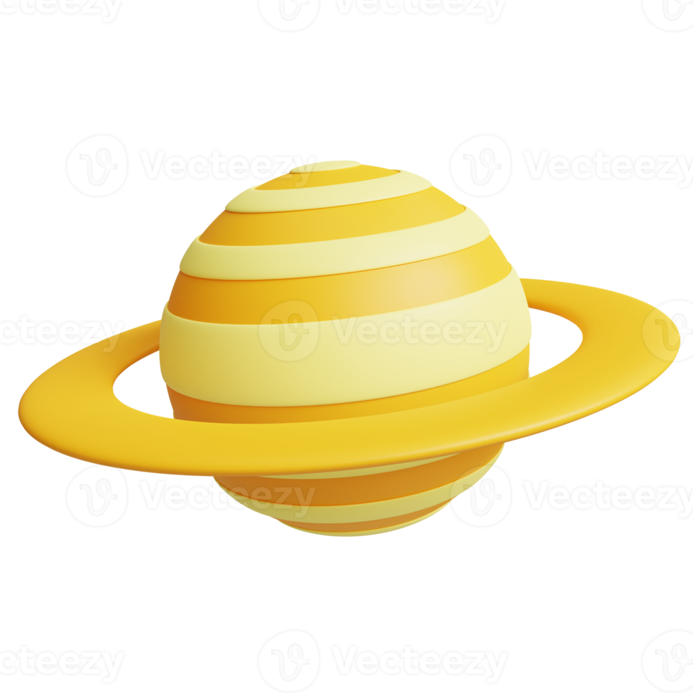 Stylized 3D Saturn Surface Illustration. Highly Rendered Cartoon 3D Planet Saturn, Suitable for Landing Page or Mobile App UI Design png