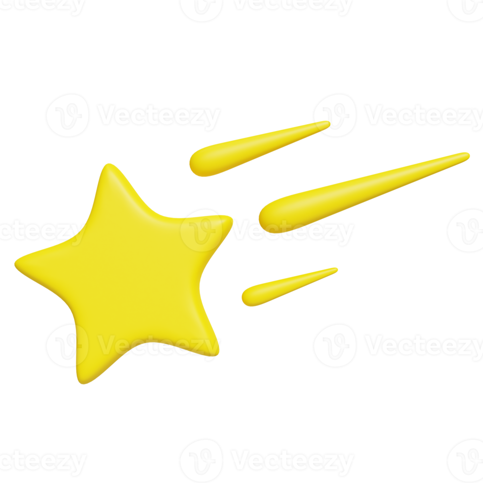 Shooting Star 3D Illustration. Client Feedback 3D Icon, Suitable for UI Web or Mobile App Design png