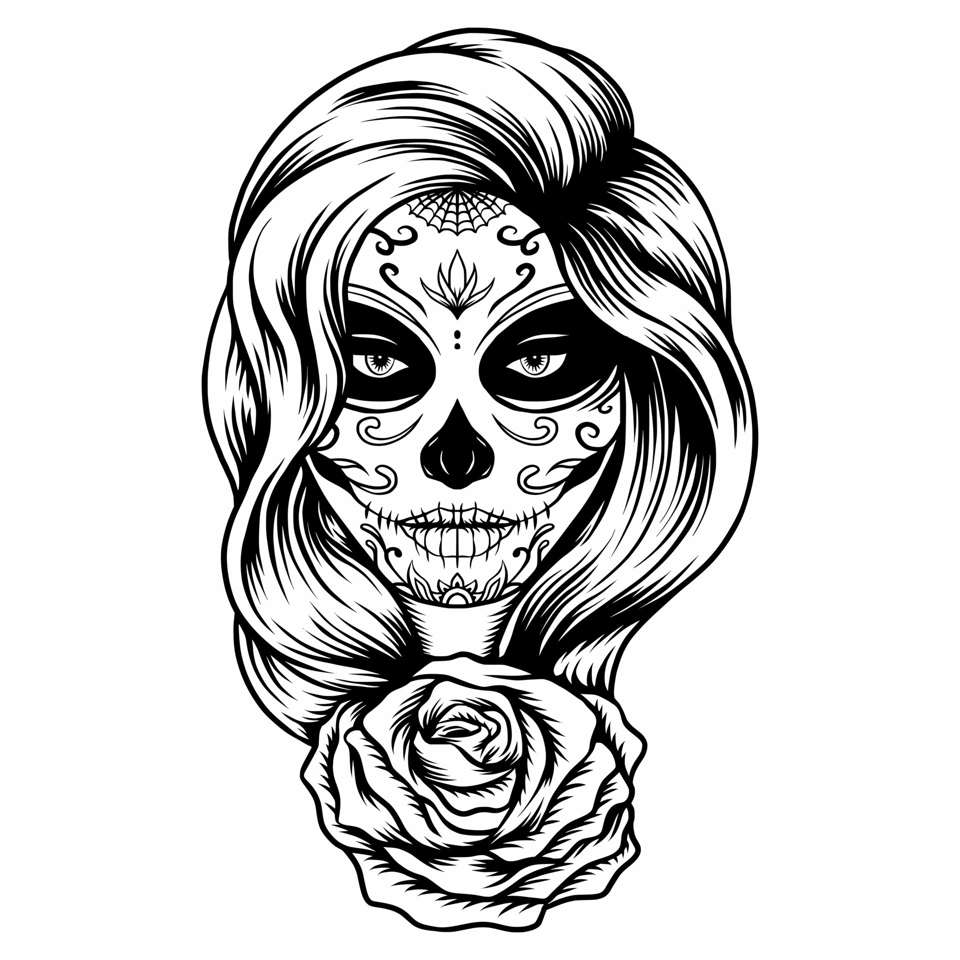 wip day of the dead girl sugar skull tattoo by tatugrim on DeviantArt