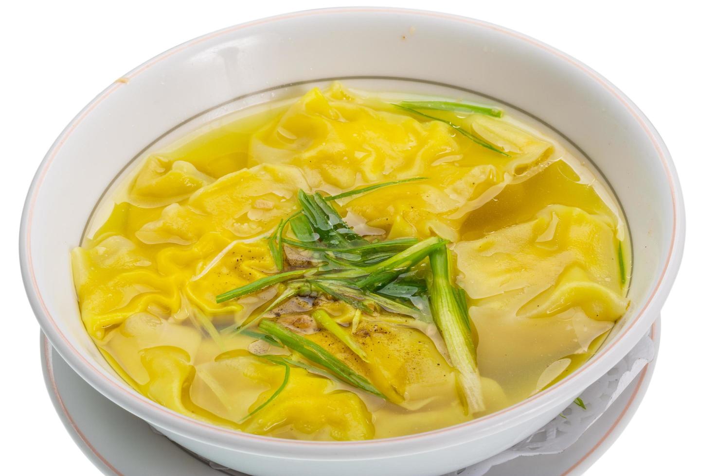 Chinese soup on white photo