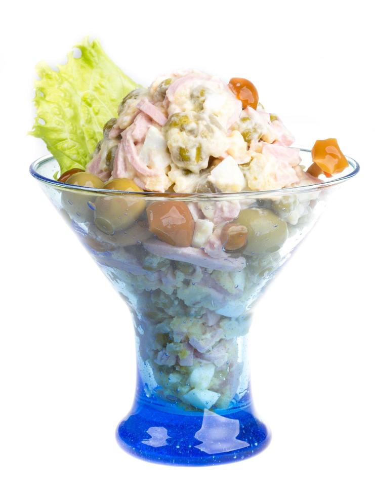 Russian salad on white photo