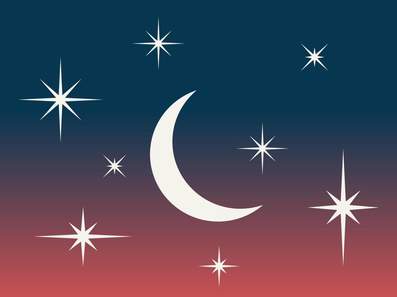 Cute Magical Moon and Stars Night Sky Icons vector