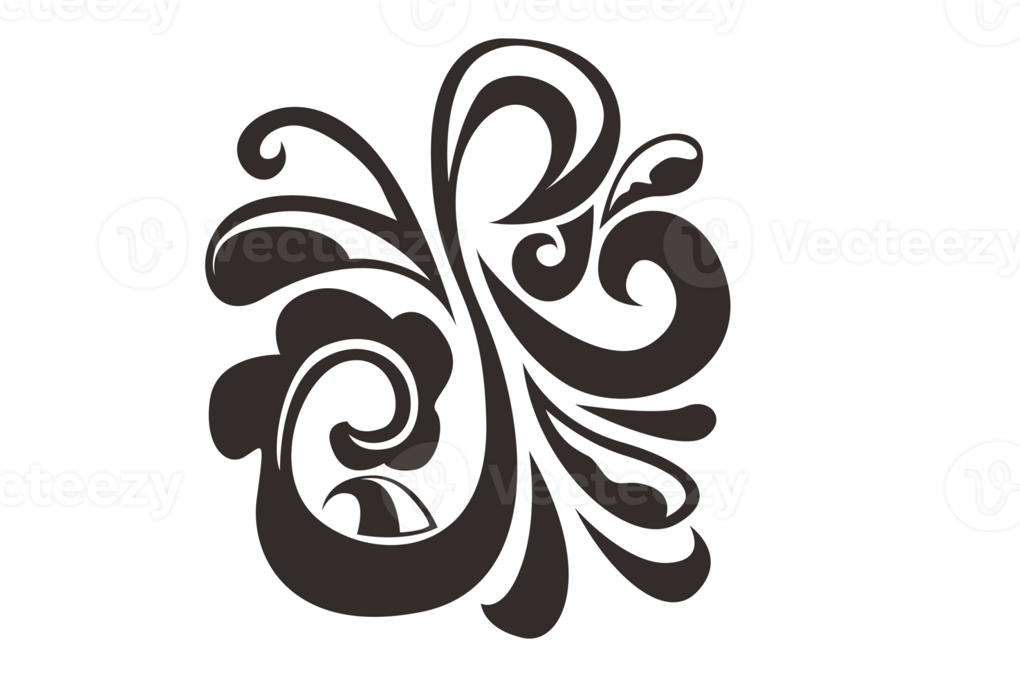 tatuaje de adorno de flora negra png