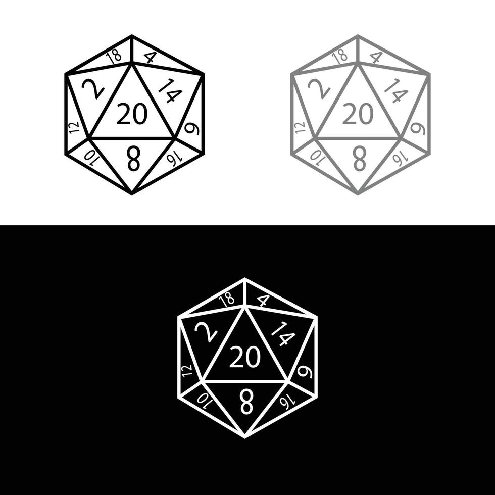 icono de dados de juego de rol aislado sobre fondo blanco vector