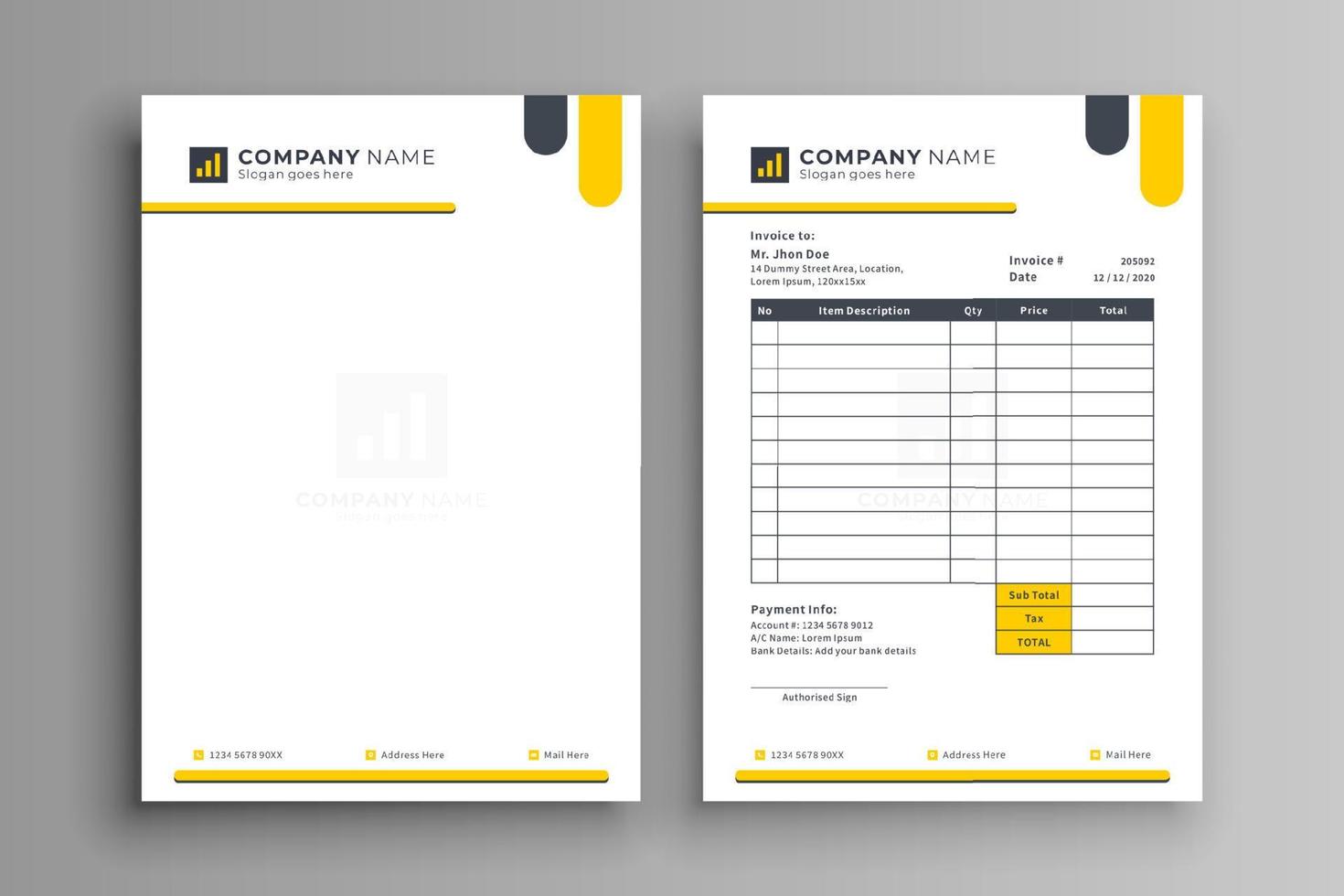 Modern Business Letterhead and Invoice Design Template vector