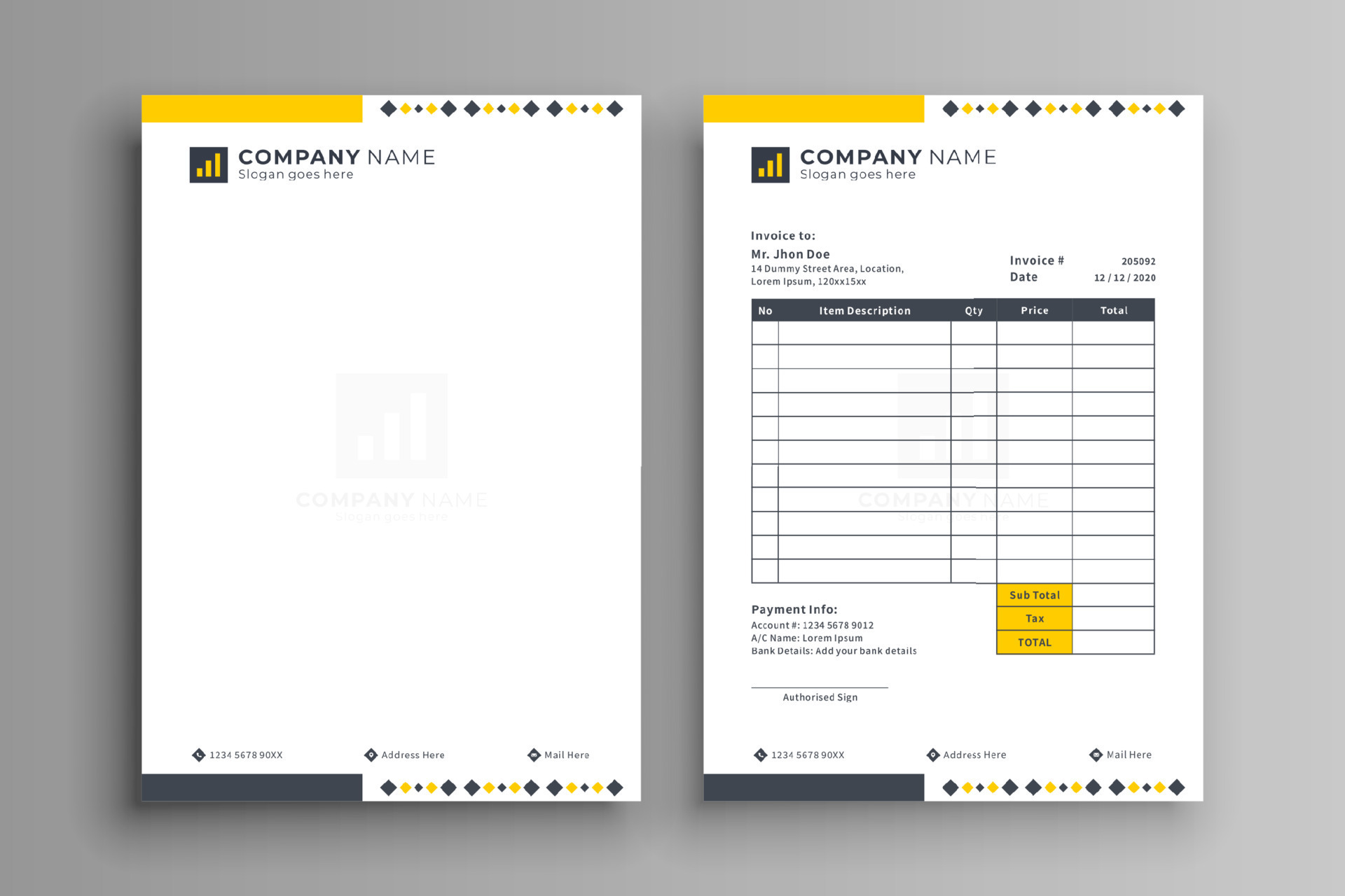 Modern Business Letterhead and Invoice Design Template 12904685 Vector