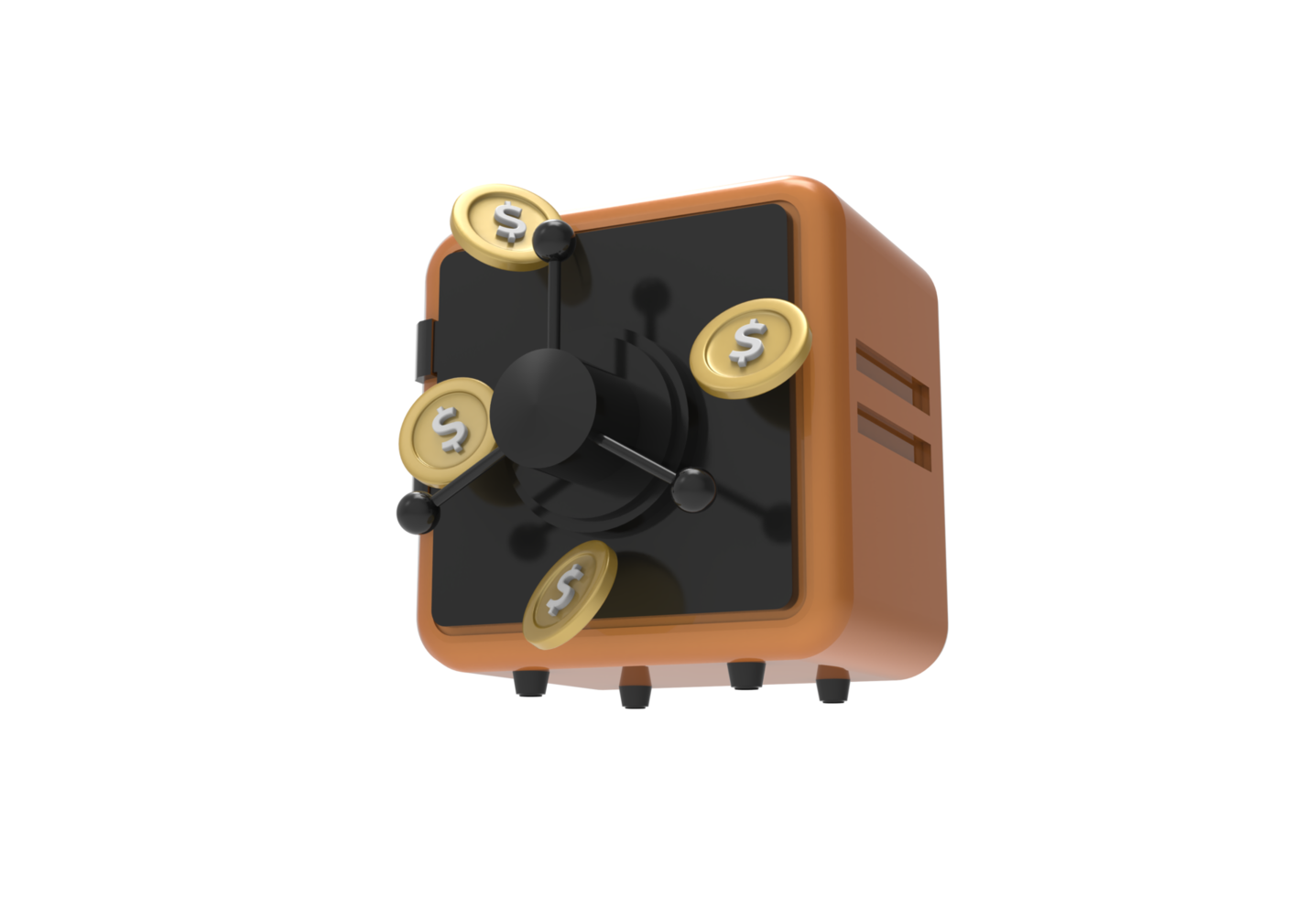 3d render, closed metallic safe box isolated png