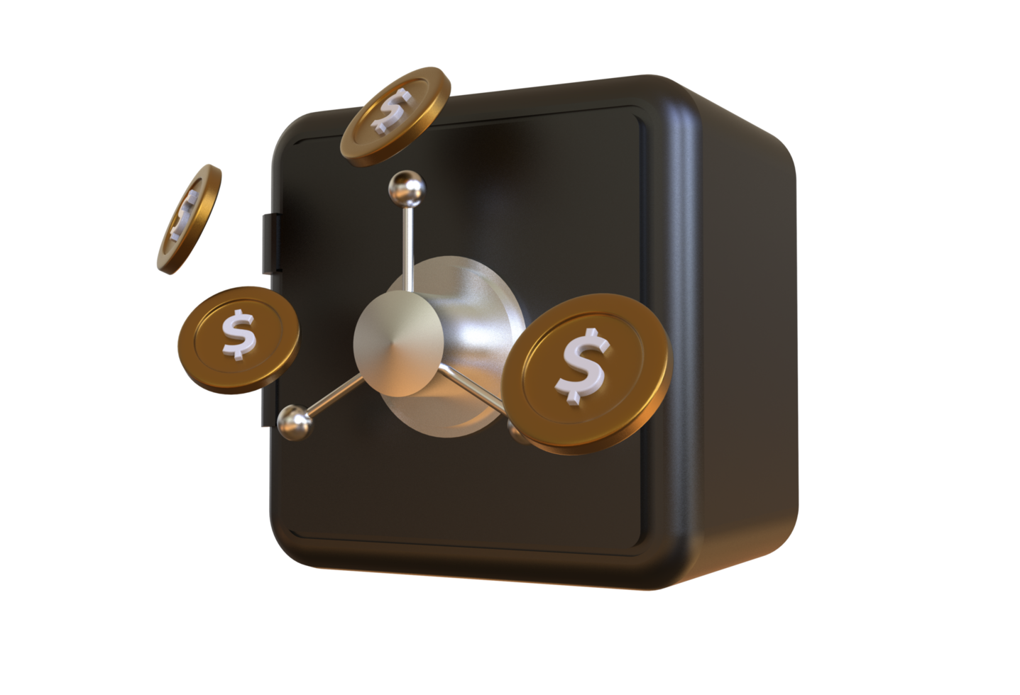 3d render, closed metallic safe box isolated png