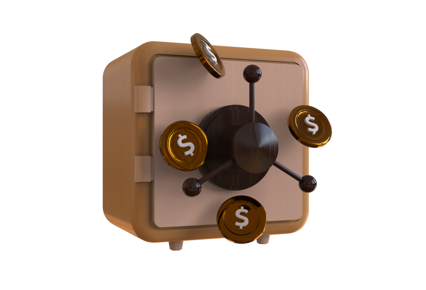 3d render, closed metallic safe box isolated png