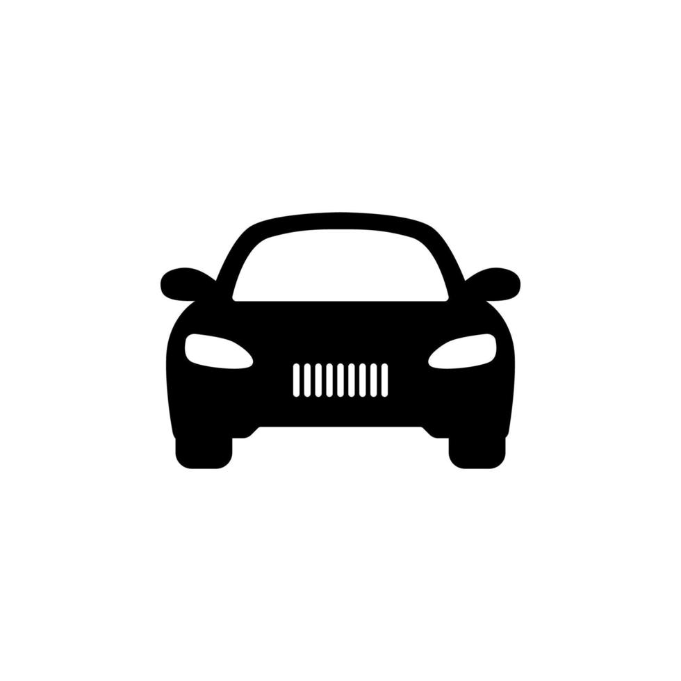 icono frontal del coche. símbolo de la silueta. señal de coche en estilo lineal vector