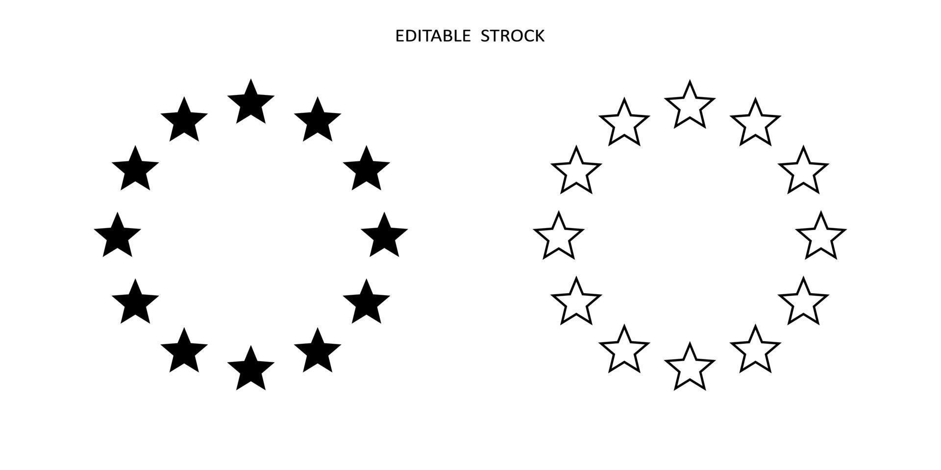 estrella en el conjunto de iconos de círculo. marco de estrellas vector