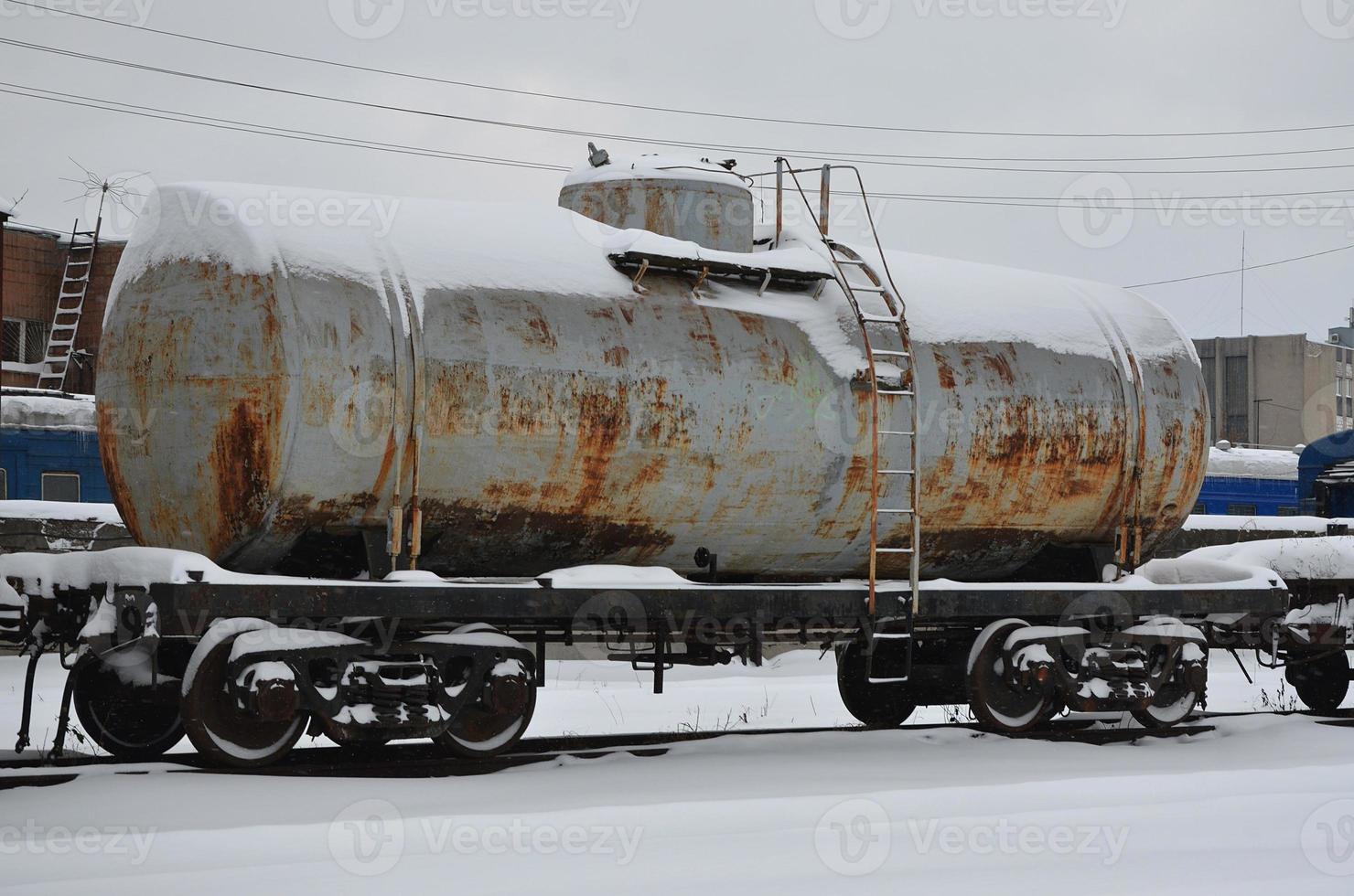 Parts of the snowy freight railcar photo
