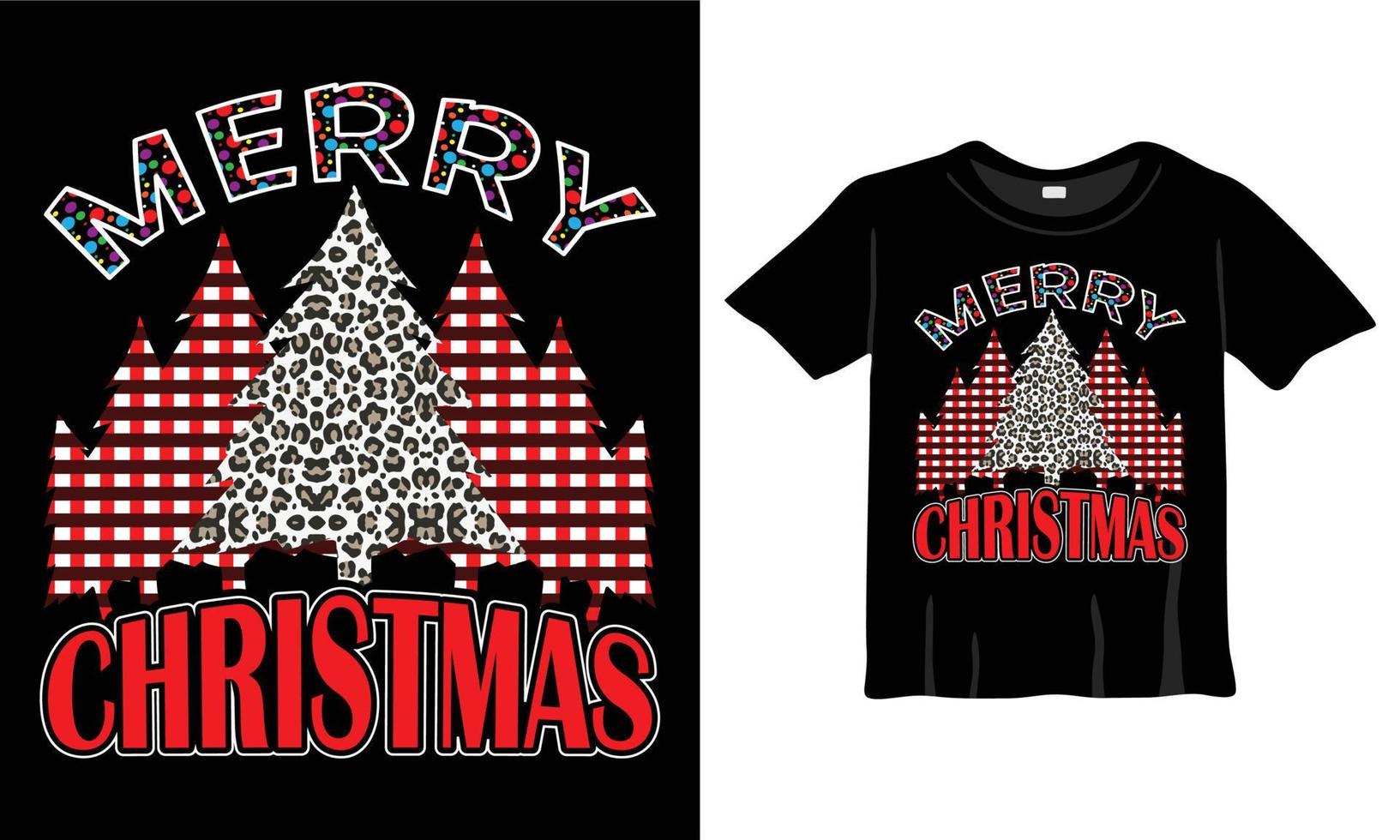 Merry Christmas T-Shirt Design Template with Christmas tree and Christmas pattern for Christmas Celebration. Good for Greeting cards, t-shirts, mugs, and gifts. For Men, Women, and Baby clothes vector