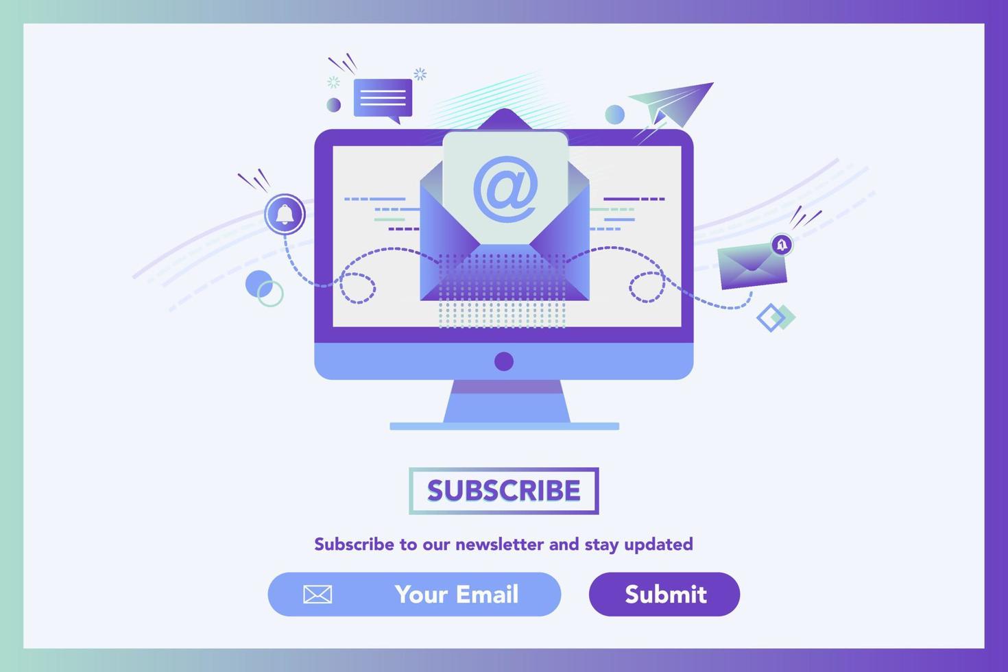 Newsletter and Mail concept illustration. Emailing, Digital marketing. Get in touch, initiate contact, contact us. Email marketing, web chat, 24 hour support. Subscribe concept. vector