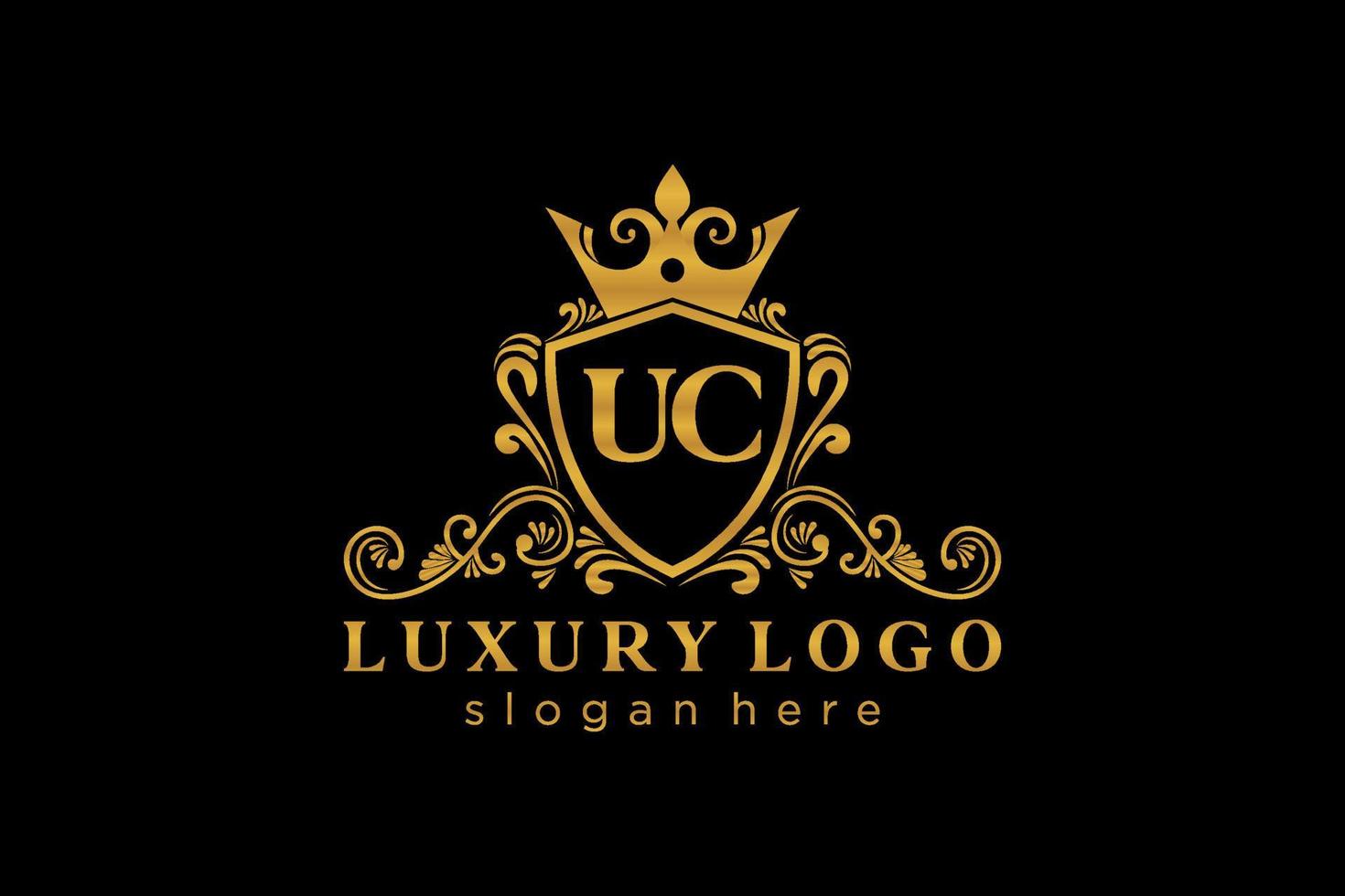 Initial UC Letter Royal Luxury Logo template in vector art for Restaurant, Royalty, Boutique, Cafe, Hotel, Heraldic, Jewelry, Fashion and other vector illustration.