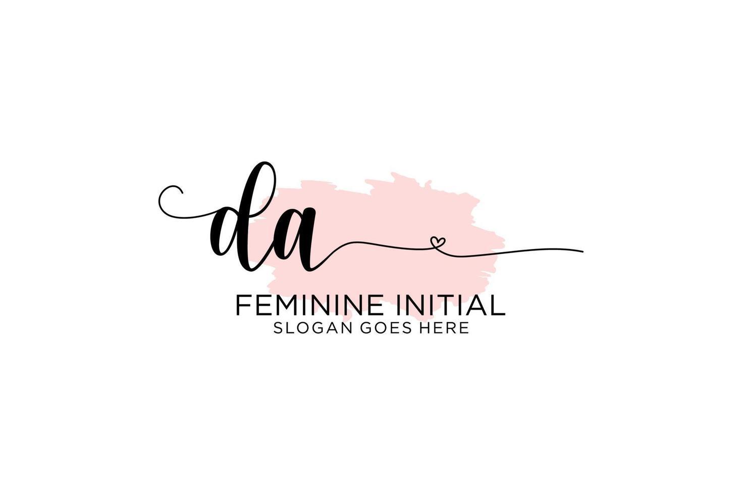 Initial DA beauty monogram and elegant logo design handwriting logo of initial signature, wedding, fashion, floral and botanical with creative template. vector