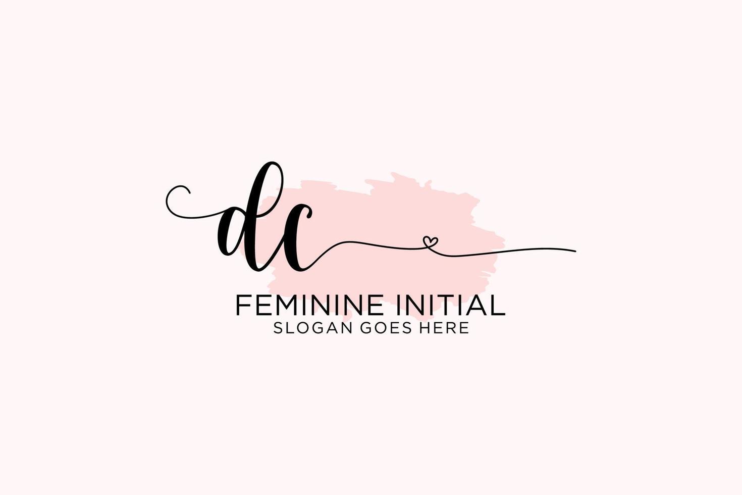 Initial DC beauty monogram and elegant logo design handwriting logo of initial signature, wedding, fashion, floral and botanical with creative template. vector