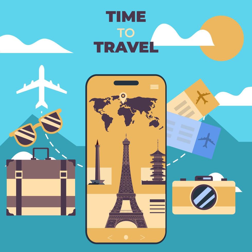 Flat travel background vector