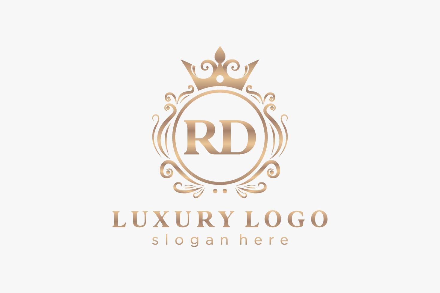 Initial RD Letter Royal Luxury Logo template in vector art for Restaurant, Royalty, Boutique, Cafe, Hotel, Heraldic, Jewelry, Fashion and other vector illustration.