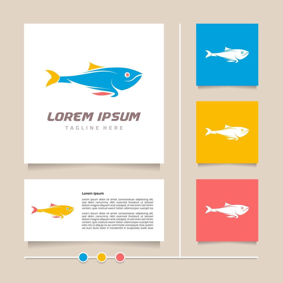 diseño de logotipo de pez vectorial de concepto creativo. icono y símbolo de peces de colores vector