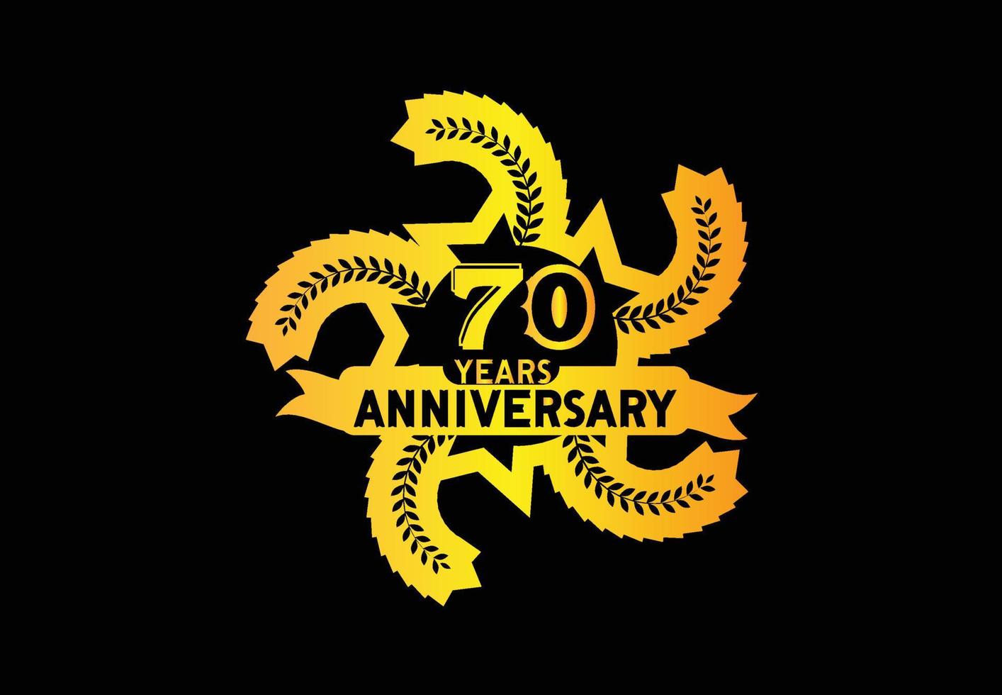 70 years anniversary logo and sticker design vector