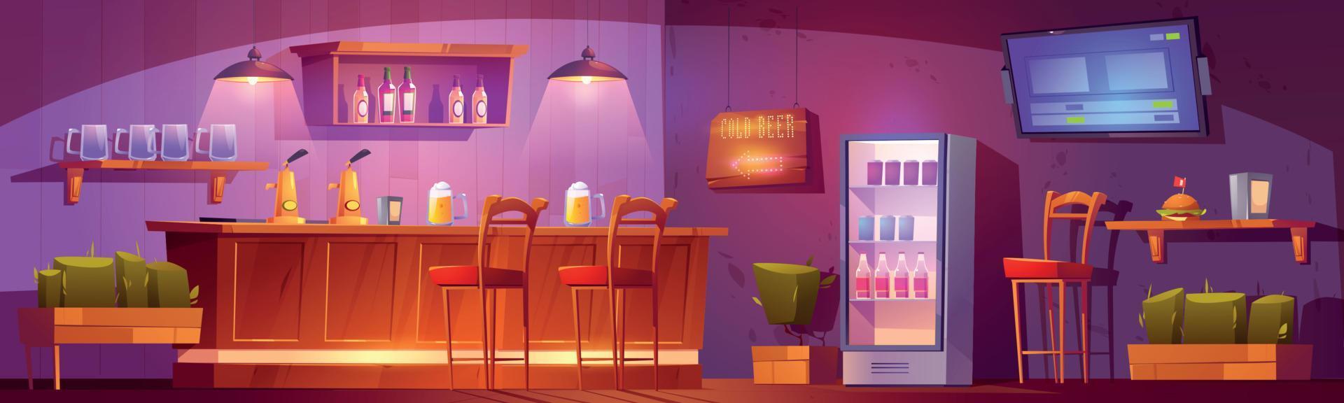 Empty bar interior cartoon vector illustration