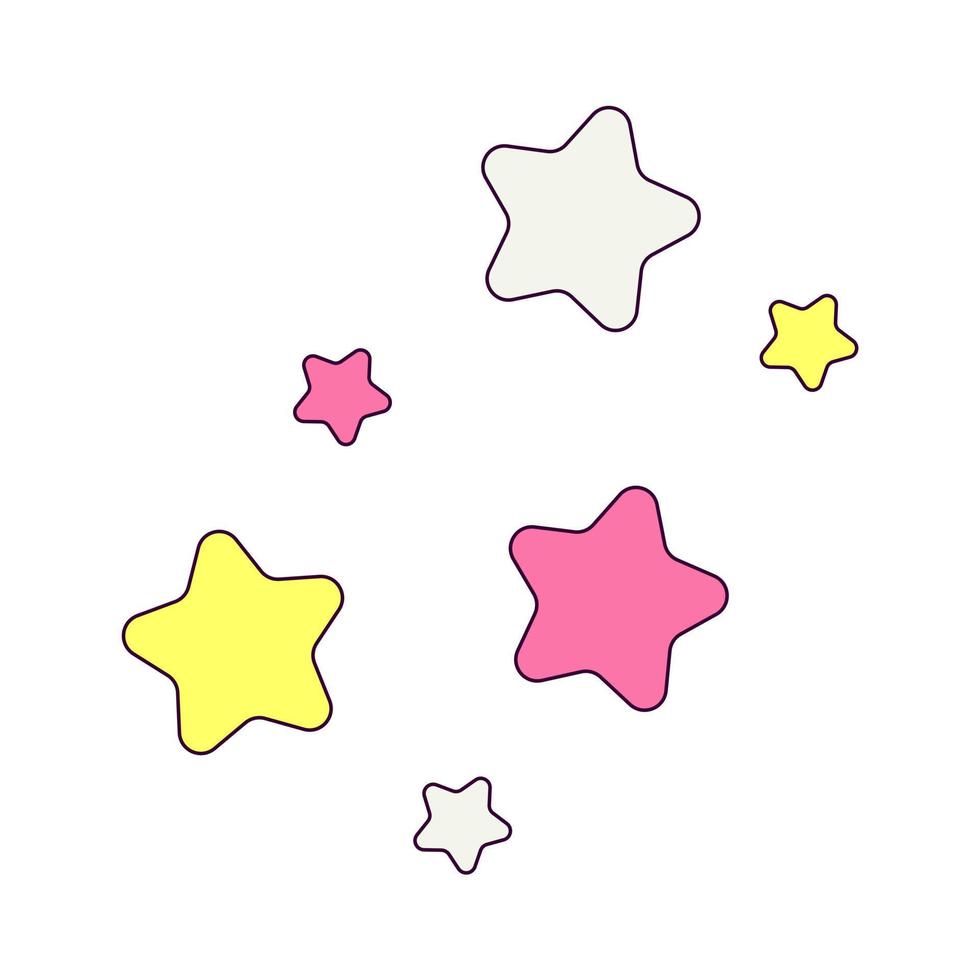 Colorful Stars Pink White Yellow Groove Style Sticker vector