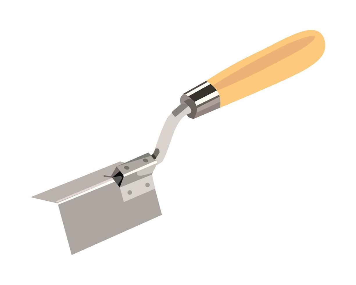 Vector Illustration Stainless Steel Plastering Corner Trowel Concrete Construction Plastering Skimming Trowel Tools isolated on white background. Carpentry hand tools