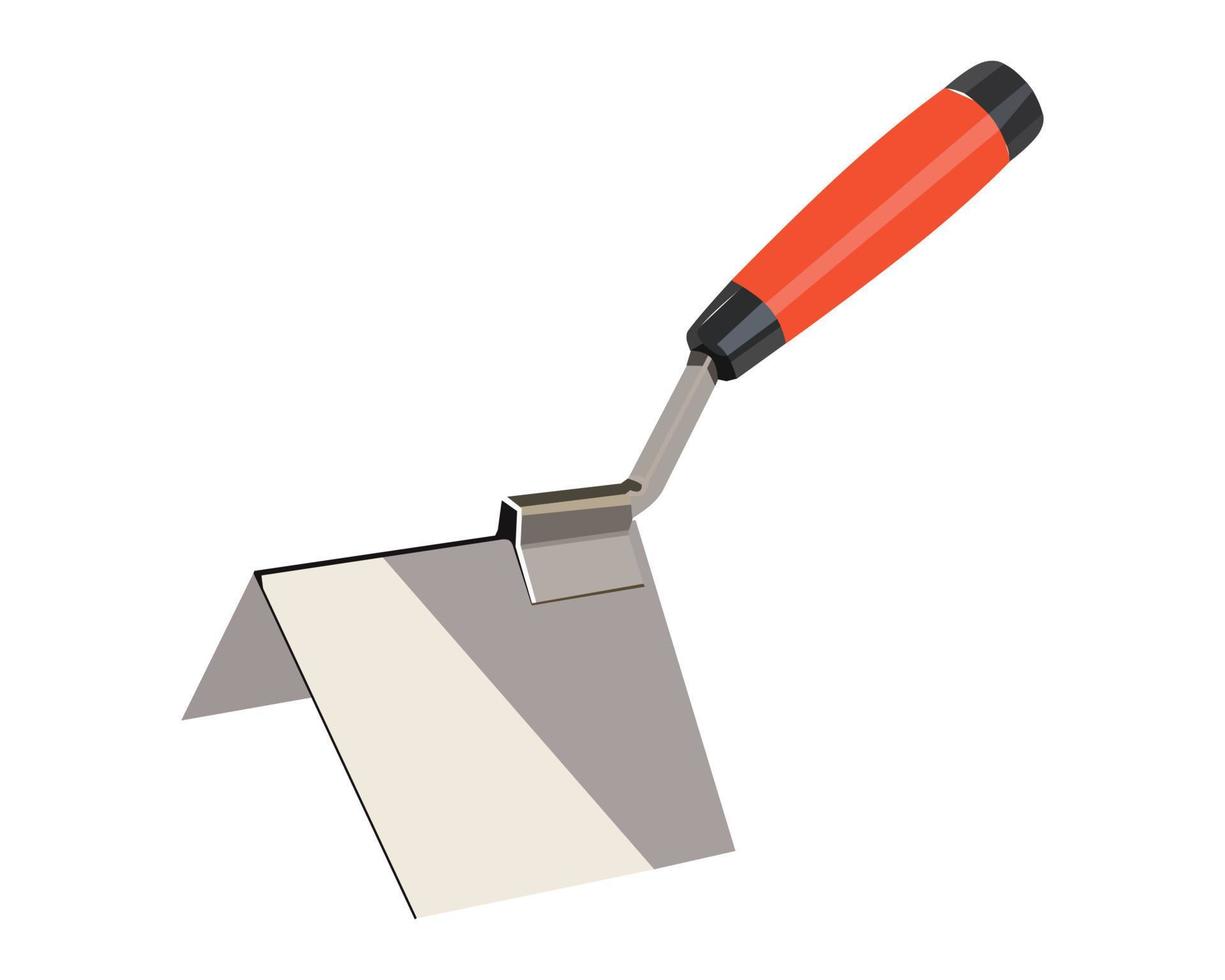 Vector Illustration Stainless Steel Plastering Corner Trowel Concrete Construction Plastering Skimming Trowel Tools isolated on white background. Carpentry hand tools