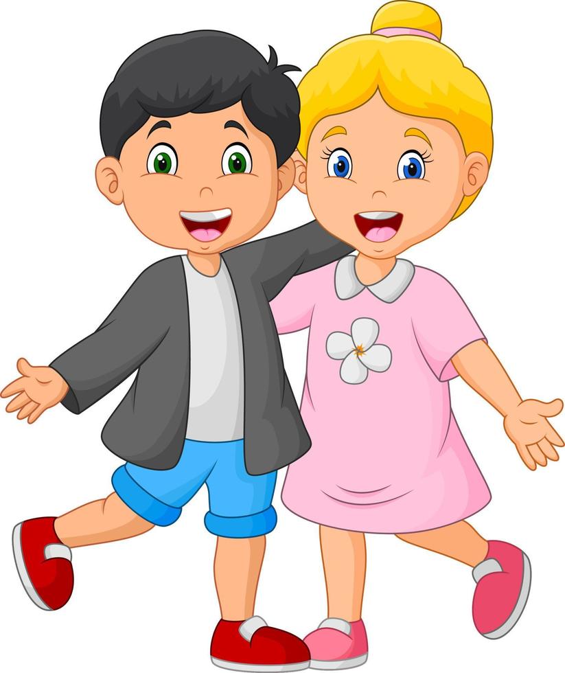 Funny Happy couple kid cartoon vector