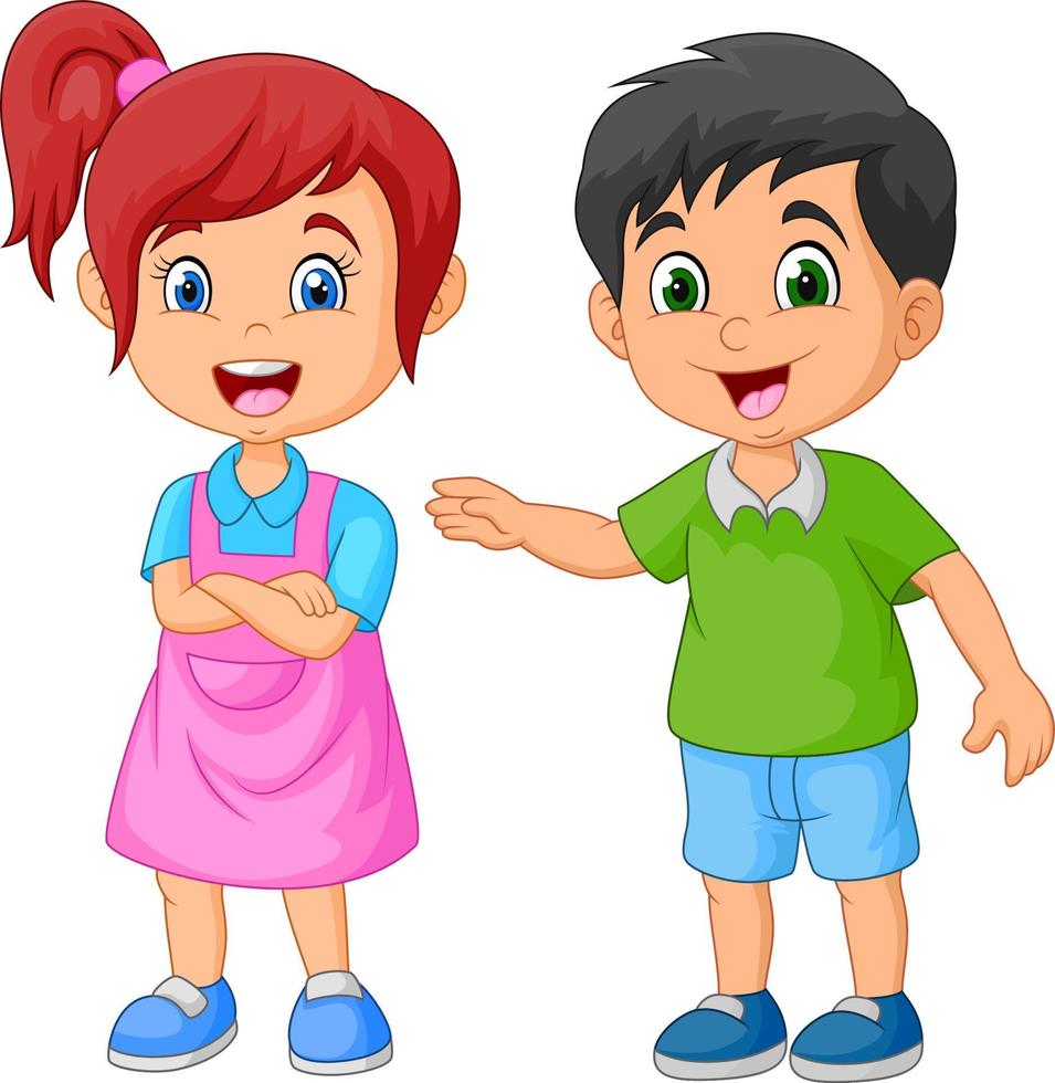 Happy kid cartoon funny couple vector