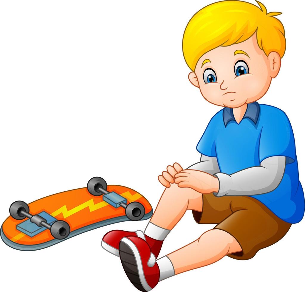 Cartoon sad skater falling of his skateboard vector