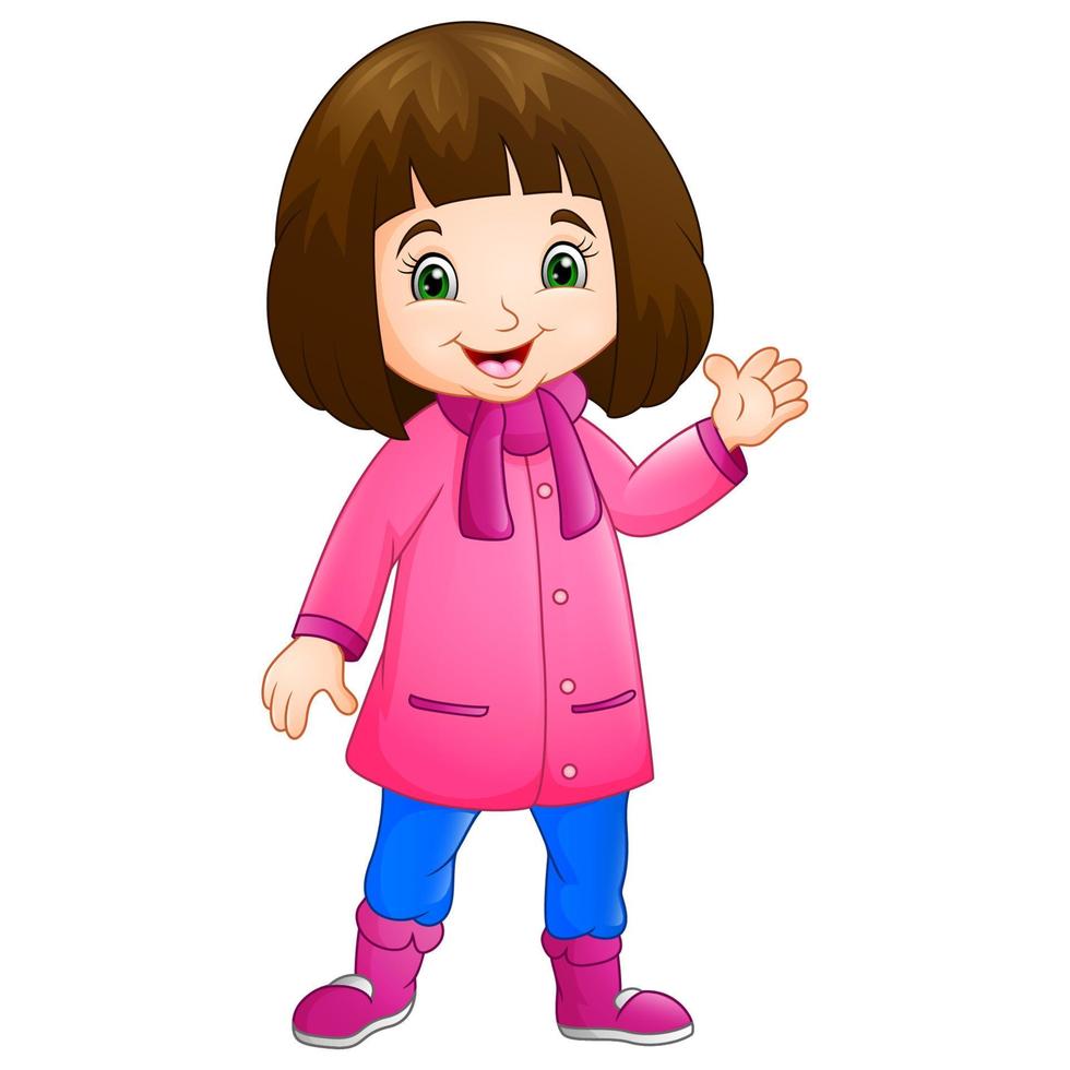 Cute little girl wearing winter clothes vector