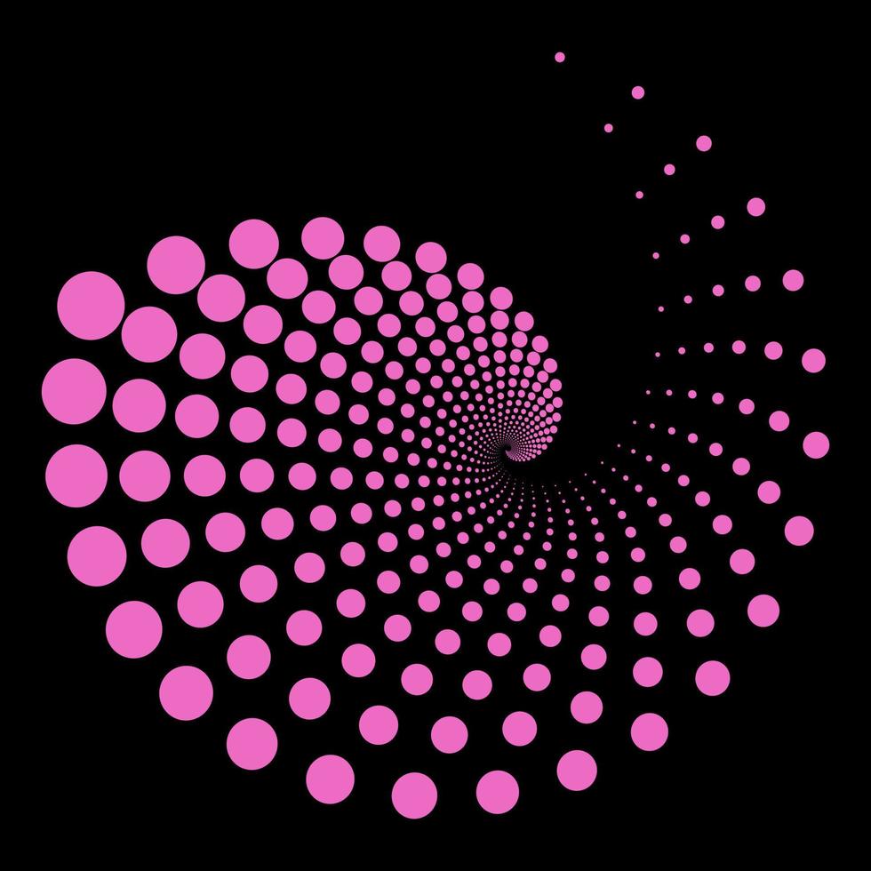 Design spiral dots backdrop. Abstract monochrome background. Optical art pattern. vector